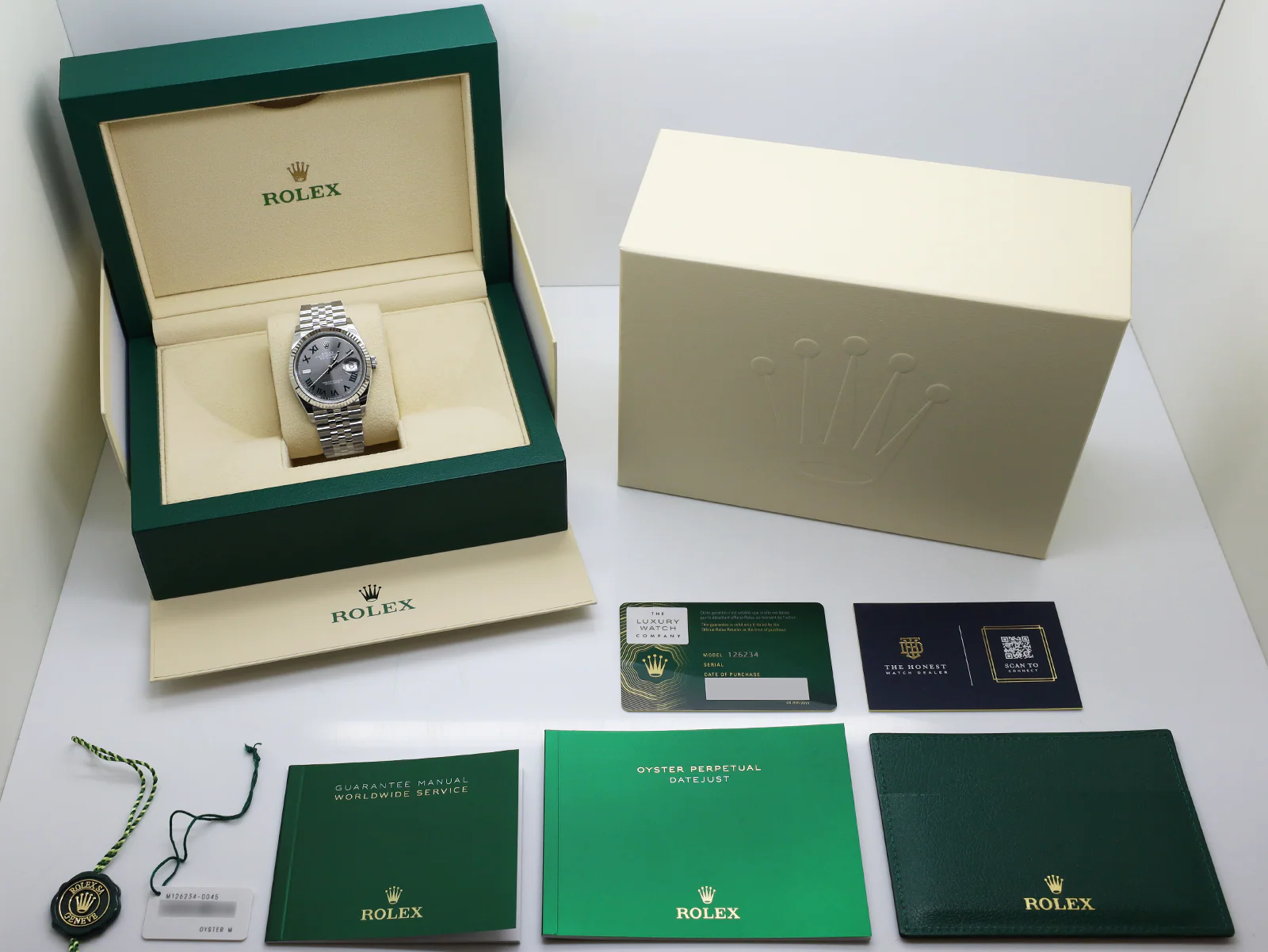 GENTS ROLEX DATEJUST 36mm 126234 STAINLESS STEEL WIMBLEDON DIAL WARRANTY 2022 UK B&P - Image 2