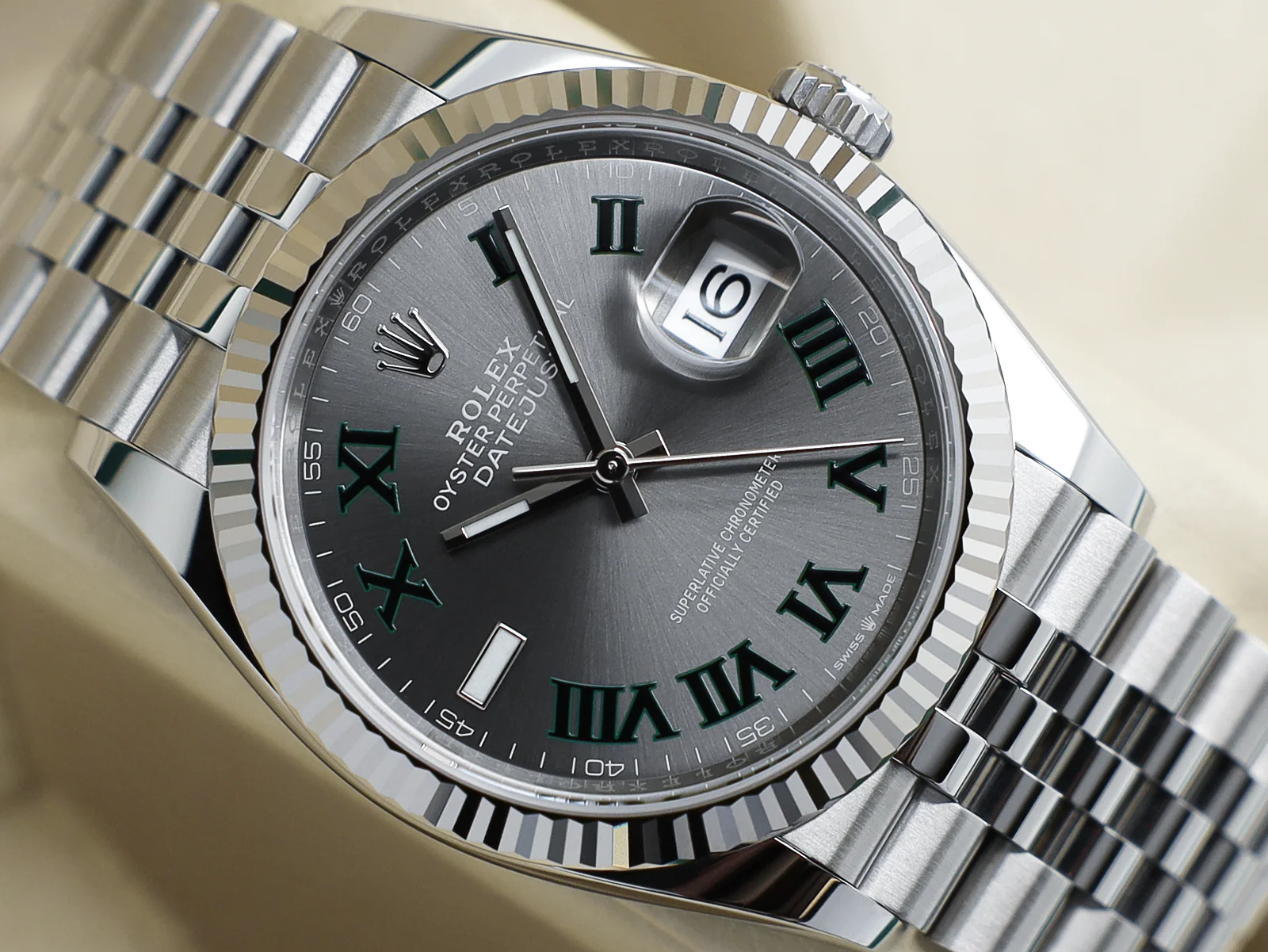 GENTS ROLEX DATEJUST 36mm 126234 STAINLESS STEEL WIMBLEDON DIAL WARRANTY 2022 UK B&P - Image 6