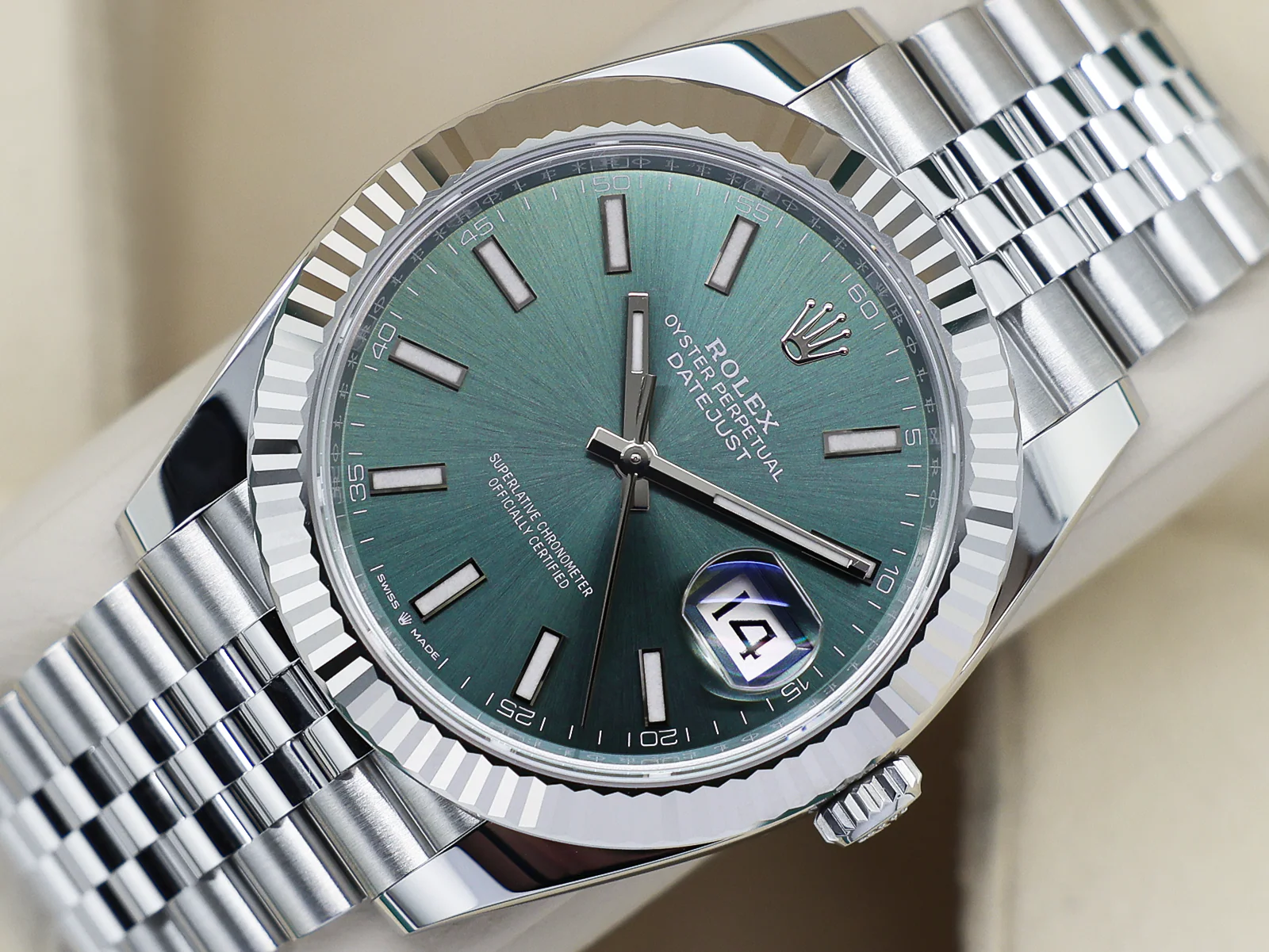 GENTS ROLEX DATEJUST 41mm 126334 STAINLESS STEEL MINT GREEN DIAL UNWORN 2026 UK B&P - Image 3