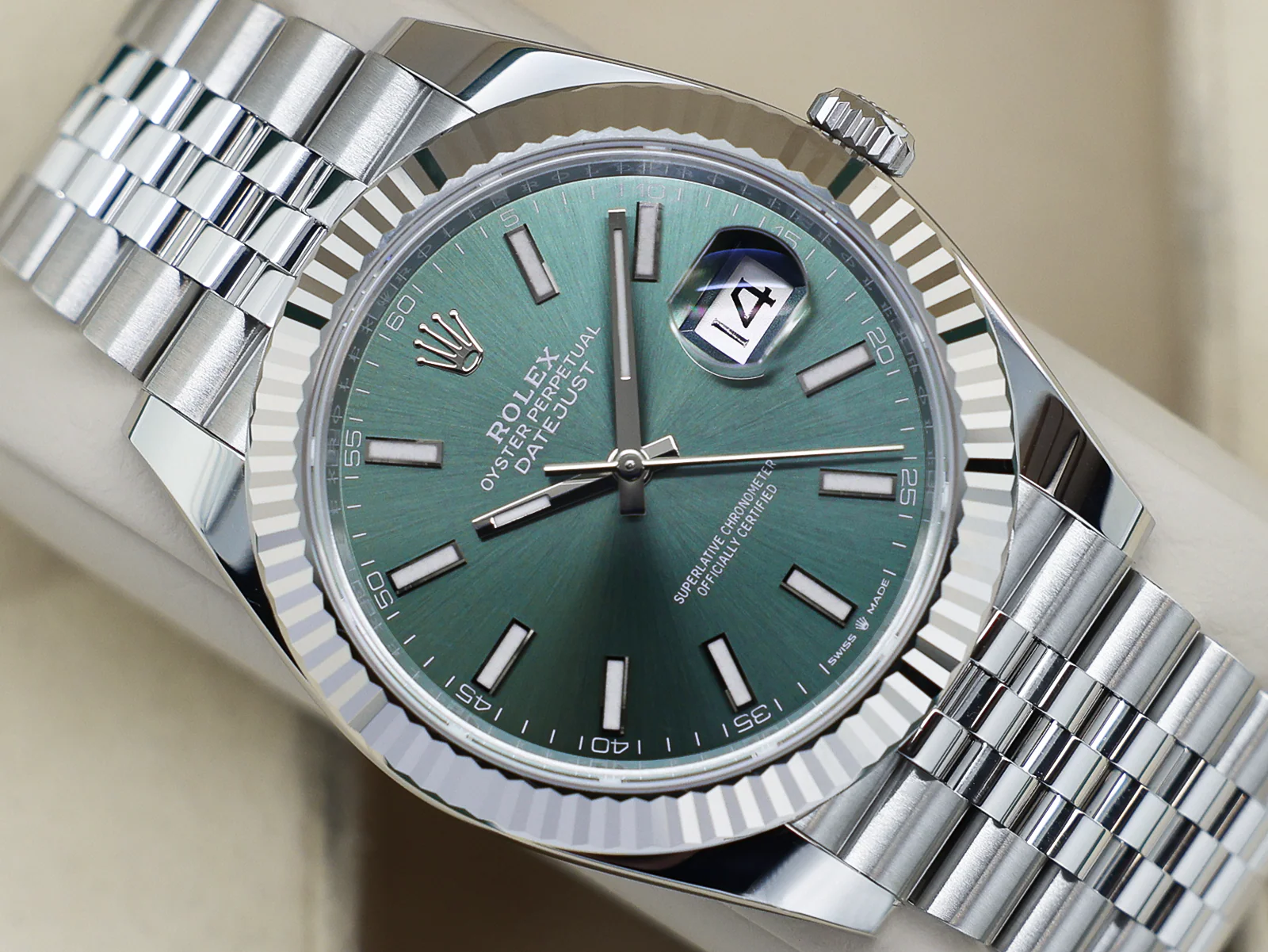 GENTS ROLEX DATEJUST 41mm 126334 STAINLESS STEEL MINT GREEN DIAL UNWORN 2026 UK B&P - Image 6