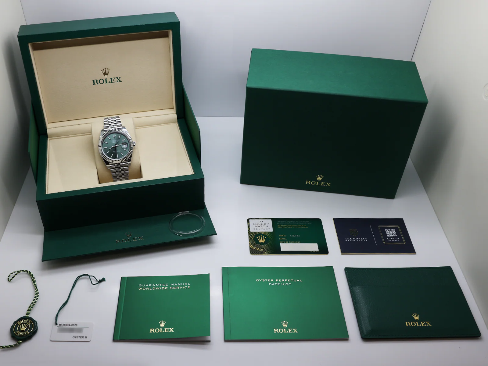 GENTS ROLEX DATEJUST 41mm 126334 STAINLESS STEEL MINT GREEN DIAL WARRANTY 2025 UK B&P - Image 2