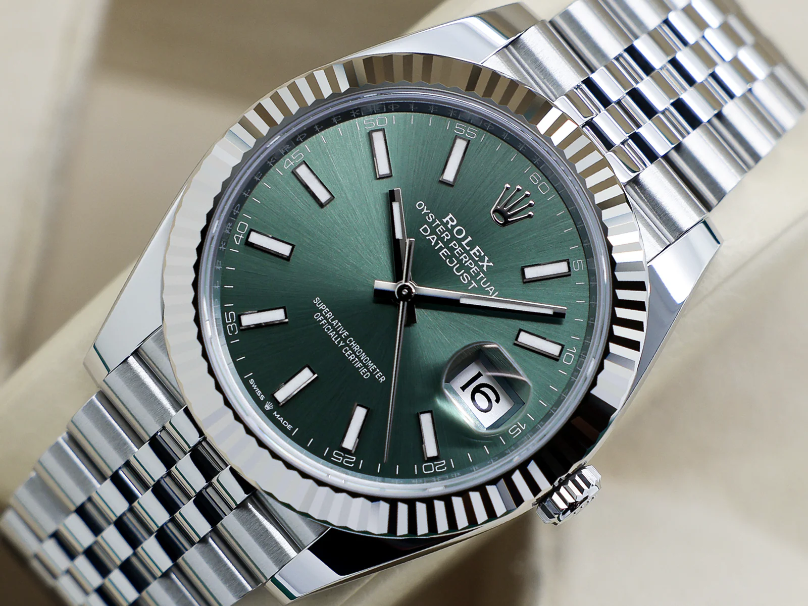 GENTS ROLEX DATEJUST 41mm 126334 STAINLESS STEEL MINT GREEN DIAL WARRANTY 2025 UK B&P - Image 3