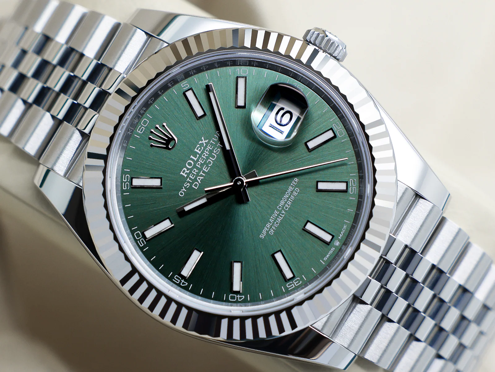 GENTS ROLEX DATEJUST 41mm 126334 STAINLESS STEEL MINT GREEN DIAL WARRANTY 2025 UK B&P - Image 6