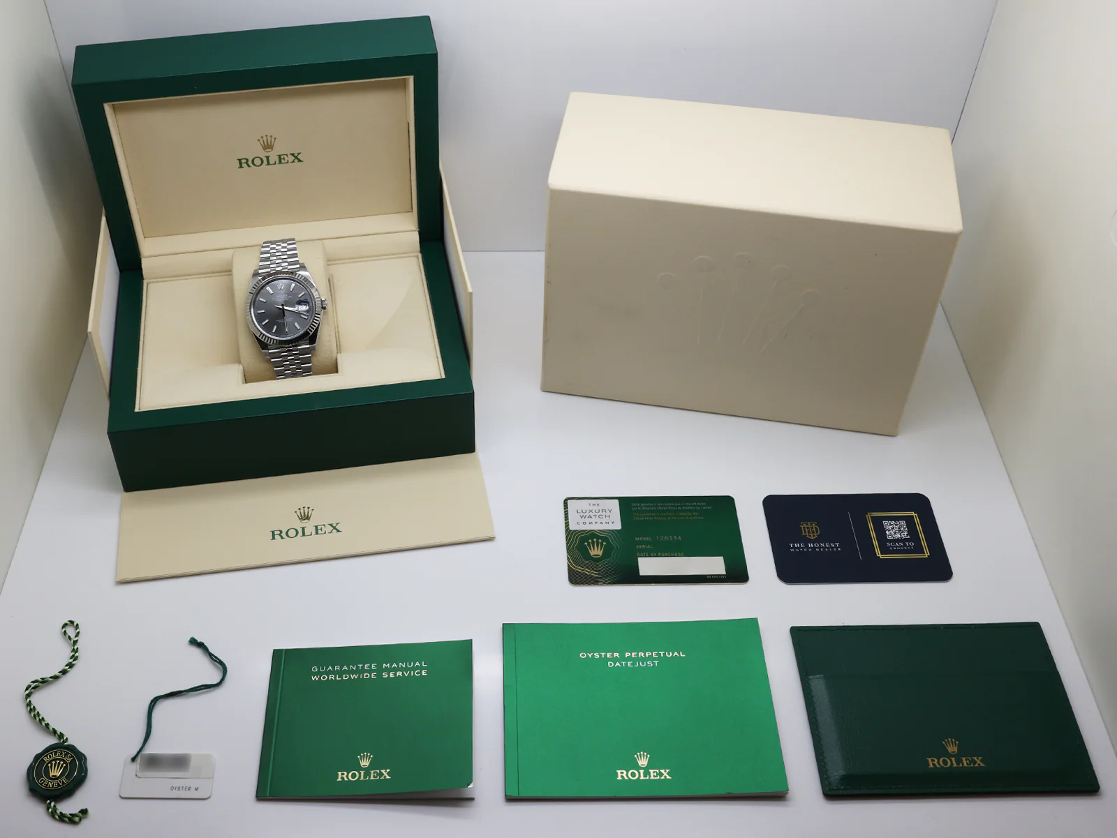 GENTS ROLEX DATEJUST 41mm 126334 STAINLESS STEEL RHODIUM DIAL WARRANTY 2021 UK B&P - Image 2