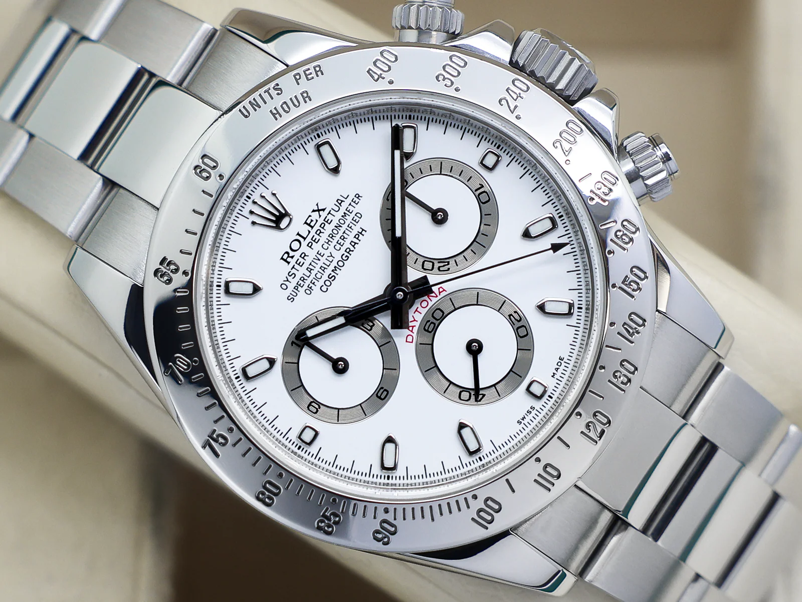 GENTS ROLEX DAYTONA 116520 STAINLESS STEEL WHITE DIAL WARRANTY 2010 B&P