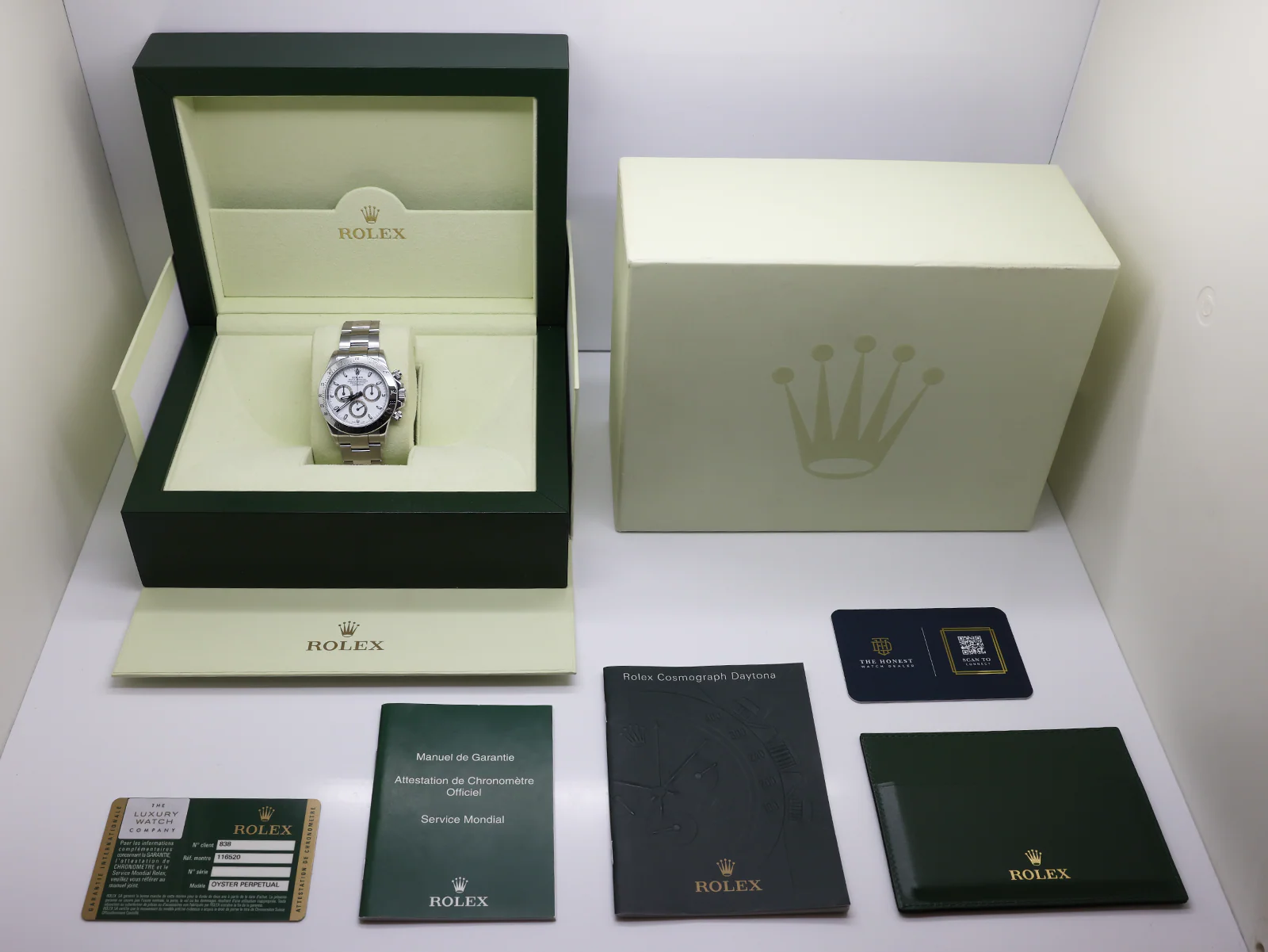GENTS ROLEX DAYTONA 116520 STAINLESS STEEL WHITE DIAL WARRANTY 2010 B&P - Image 2