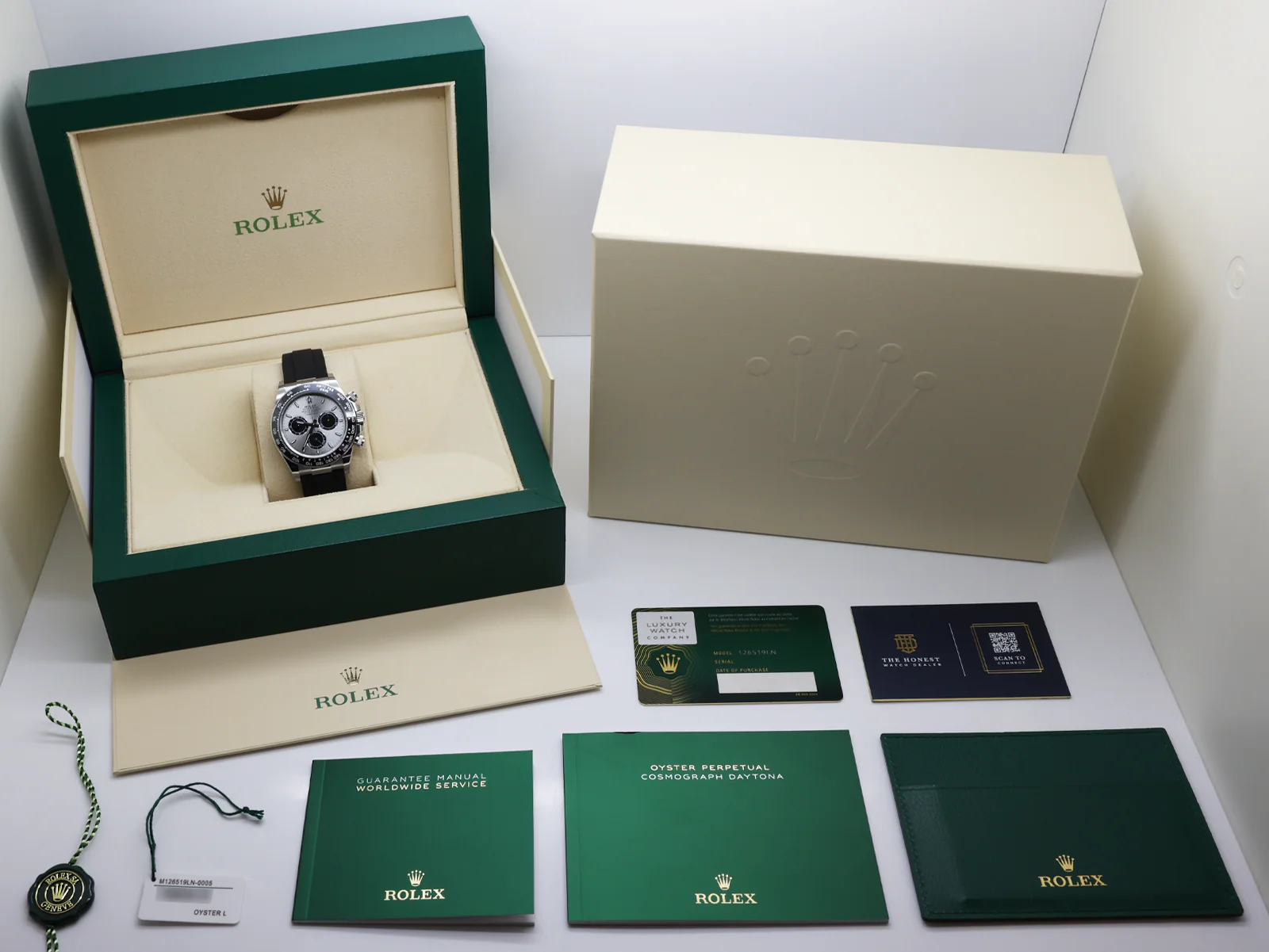 GENTS ROLEX DAYTONA 18ct WHITE GOLD OYSTERFLEX GHOST 126519LN WARRANTY 2025 UK B&P - Image 2
