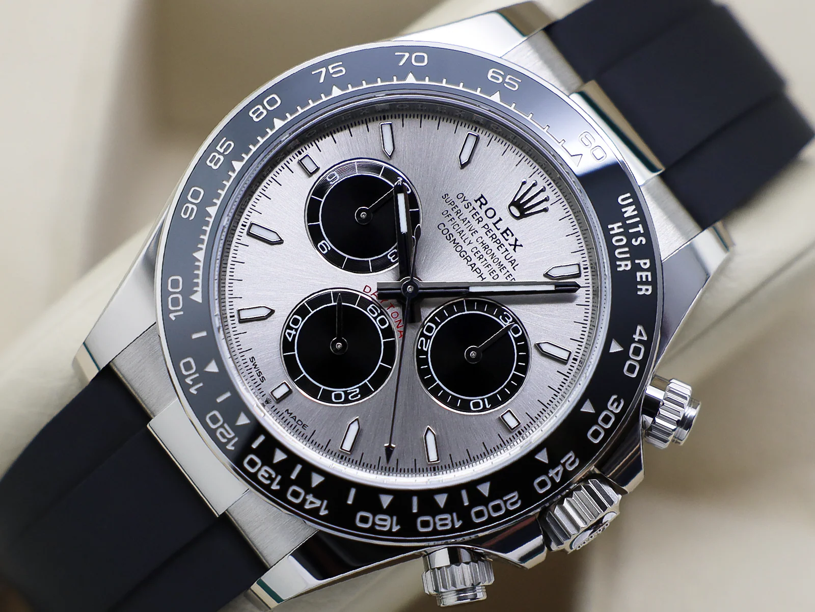 GENTS ROLEX DAYTONA 18ct WHITE GOLD OYSTERFLEX GHOST 126519LN WARRANTY 2025 UK B&P - Image 3