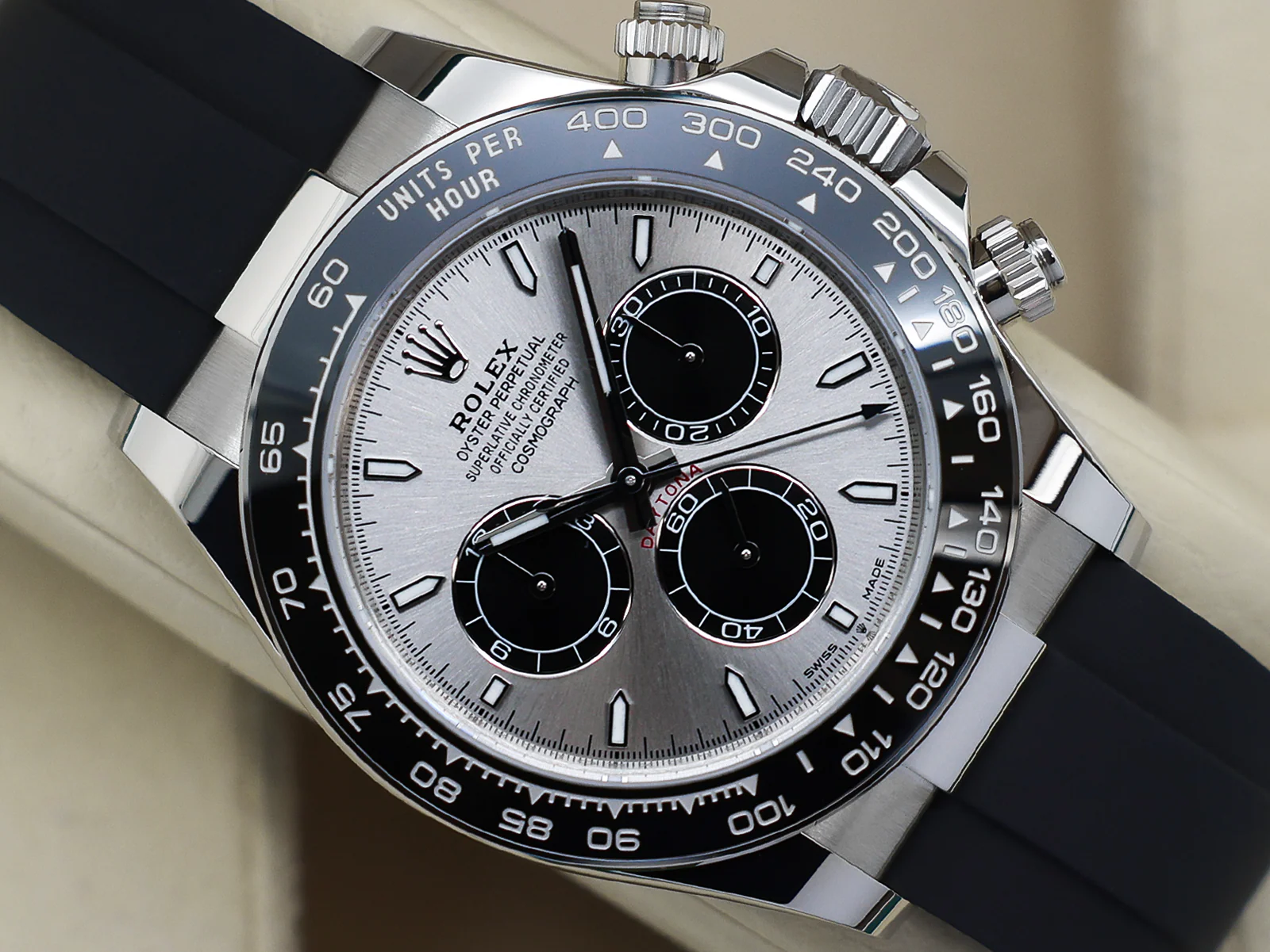 GENTS ROLEX DAYTONA 18ct WHITE GOLD OYSTERFLEX GHOST 126519LN WARRANTY STICKERS 2025 UK B&P - Image 6