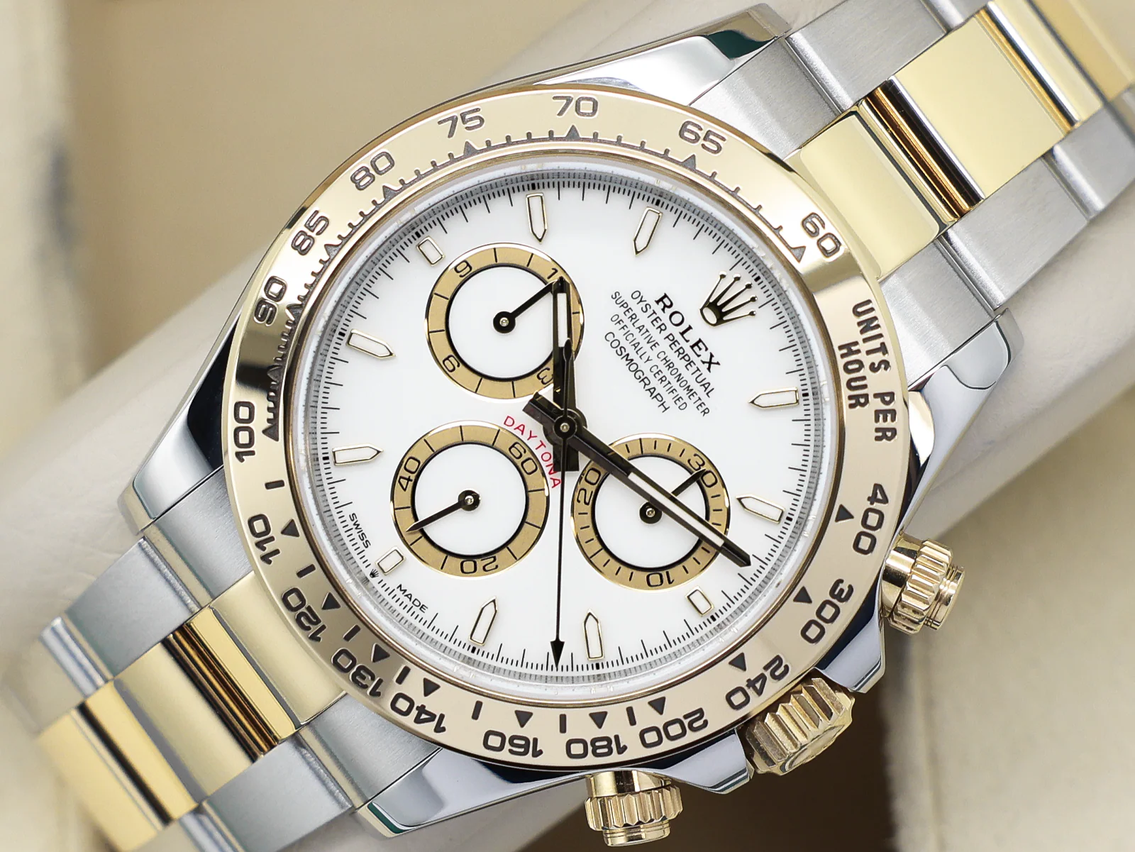 GENTS ROLEX DAYTONA 18ct YELLOW GOLD/STEEL 126503 WHITE DIAL WARRANTY 2024 UK B&P - Image 3