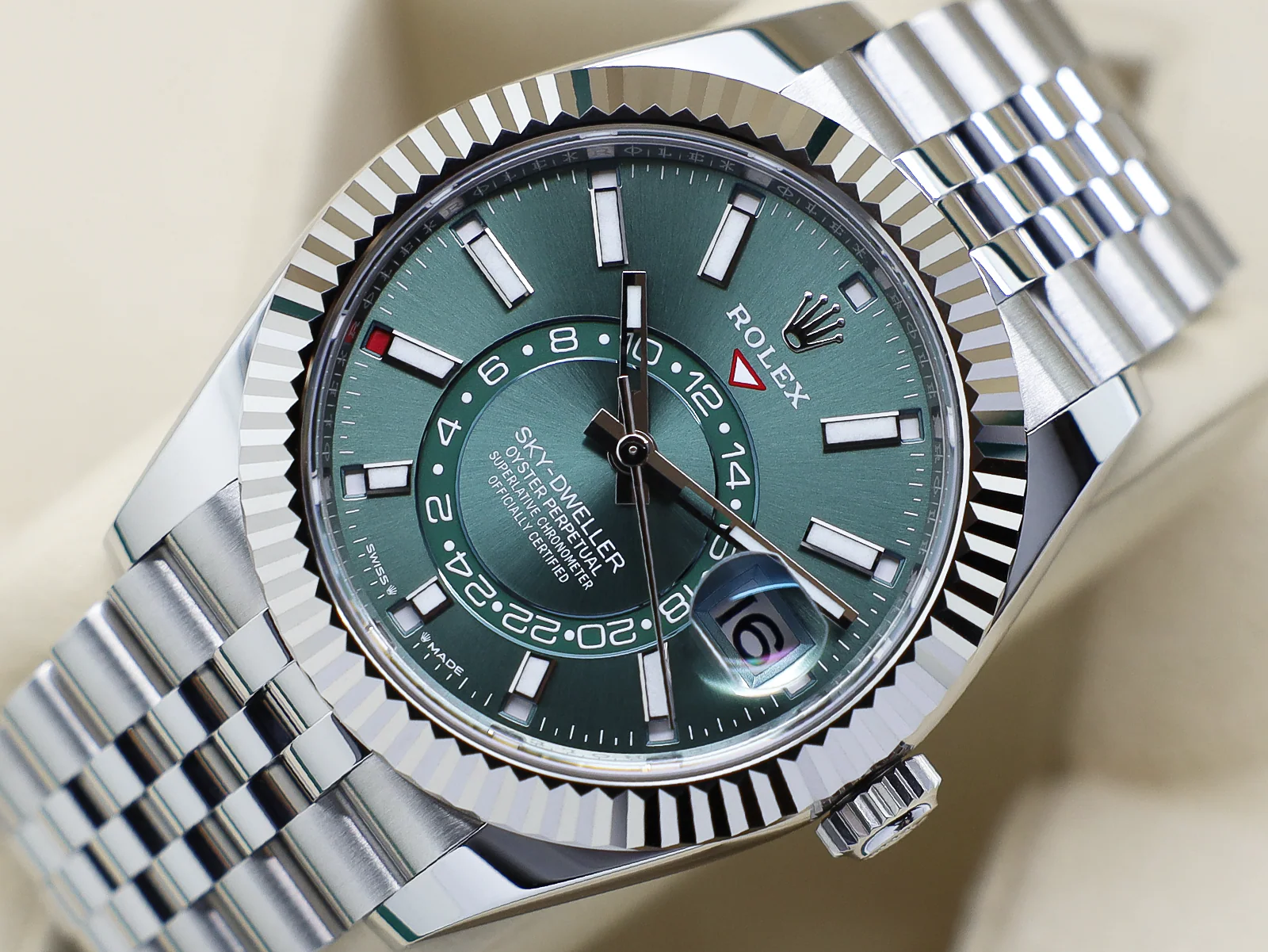GENTS ROLEX SKY-DWELLER 42mm 336934 STAINLESS STEEL MINT GREEN DIAL NEW MODEL WARRANTY STICKERS 2025 UK B&P - Image 3