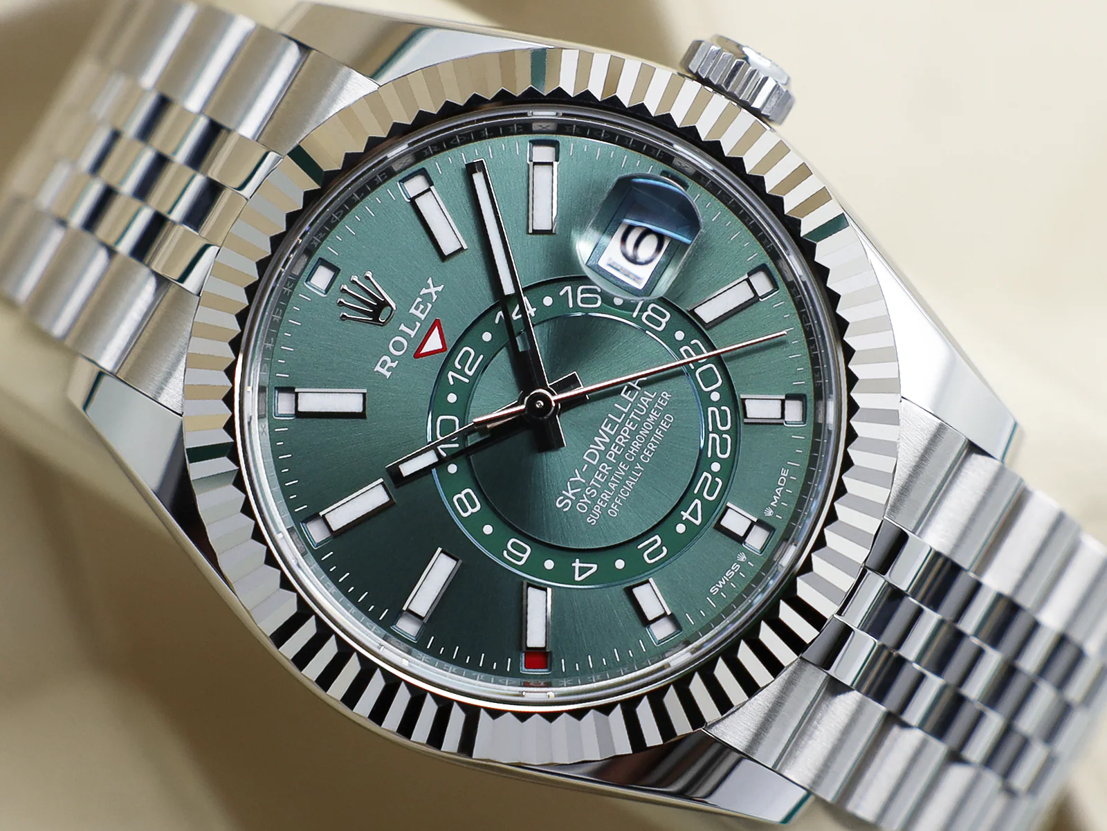 GENTS ROLEX SKY-DWELLER 42mm 336934 STAINLESS STEEL MINT GREEN DIAL NEW MODEL WARRANTY STICKERS 2025 UK B&P - Image 6
