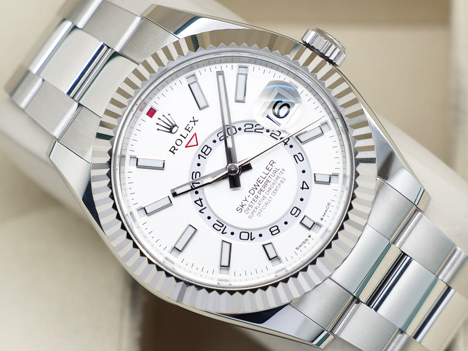 GENTS ROLEX SKY-DWELLER 42mm 336934 STAINLESS STEEL WHITE DIAL WARRANTY 2025 UK B&P
