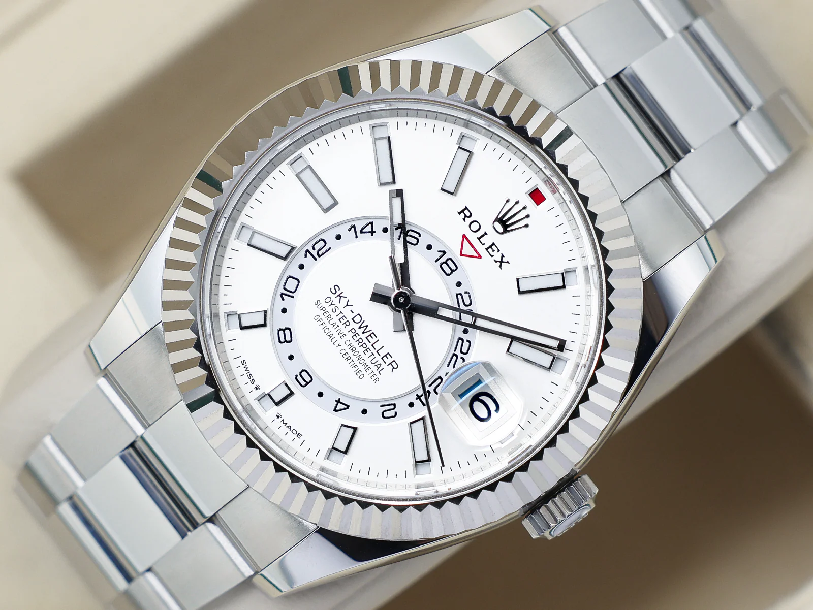 GENTS ROLEX SKY-DWELLER 42mm 336934 STAINLESS STEEL WHITE DIAL WARRANTY 2025 UK B&P - Image 3