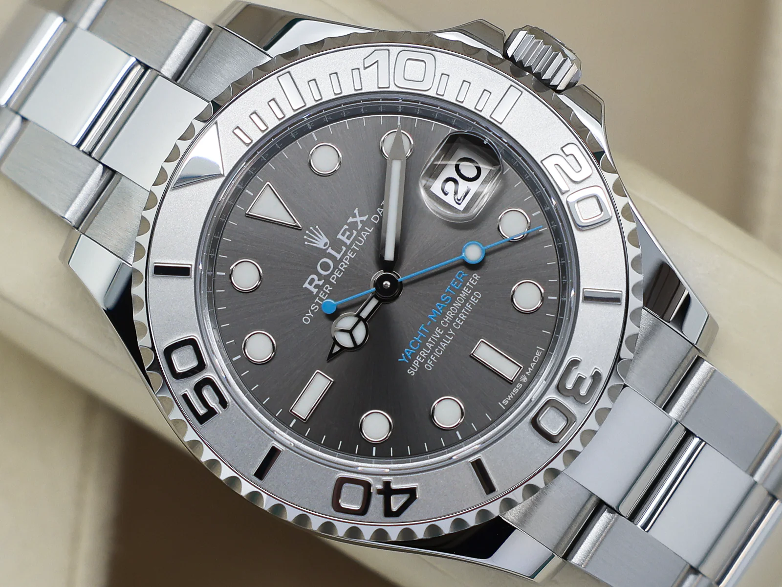 GENTS ROLEX YACHT-MASTER 37MM 268622 STAINLESS STEEL RHODIUM DIAL UNWORN 2022 UK B&P