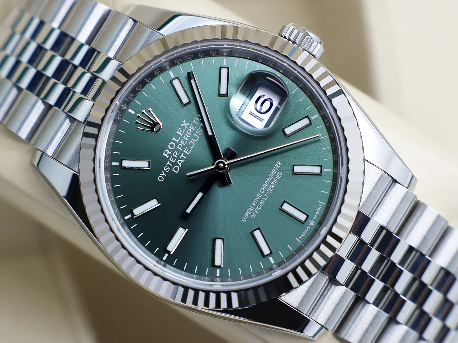 ROLEX DATEJUST 36mm 126234 STAINLESS STEEL MINT GREEN DIAL UNWORN 2026 UK B&P