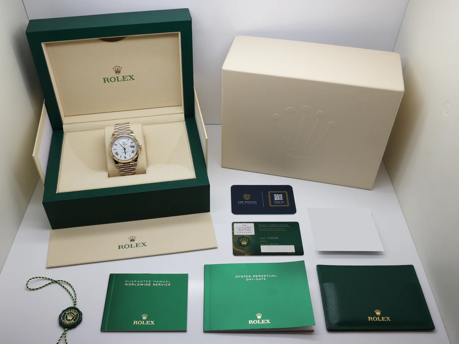 ROLEX DAY-DATE 40mm 18ct YELLOW GOLD 228238 WHITE ROMAN NUMERAL DIAL WARRANTY 2023 UK B&P - Image 2