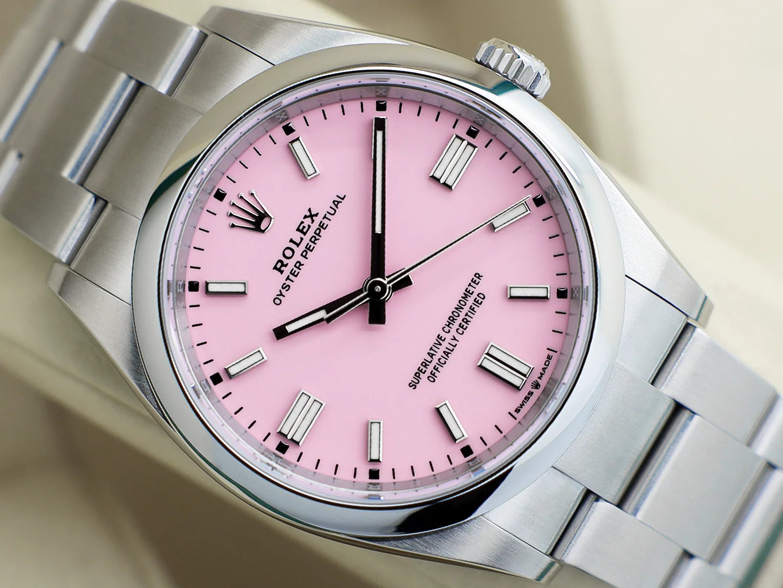 ROLEX OYSTER PERPETUAL 36mm 126000 STAINLESS STEEL CANDY PINK DIAL UNWORN 2026 UK B&P